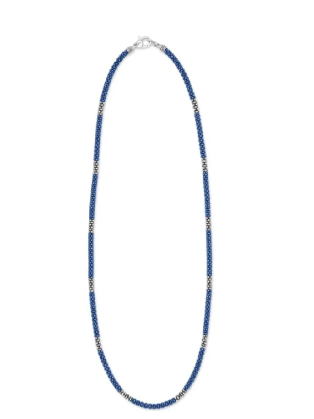 Blue Caviar  Ultramarine Silver Station Ceramic Beaded Necklace | 3mm from Lagos